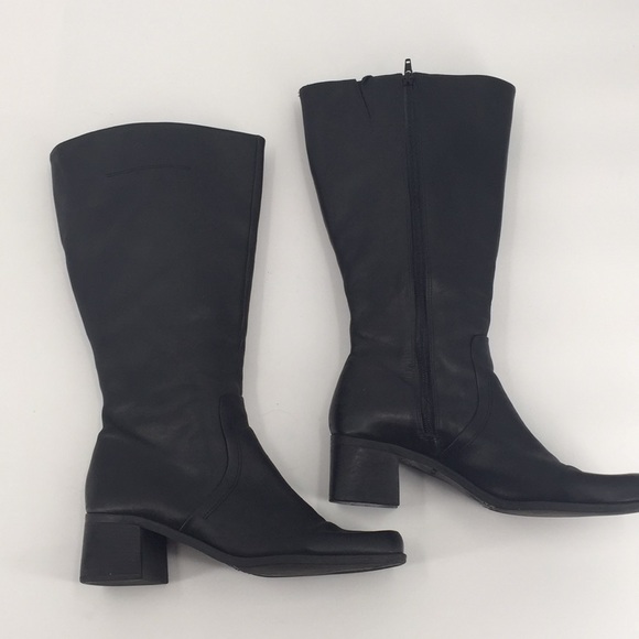black wide calf boots size 10